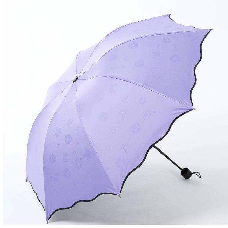 工厂遇水开花变色创意晴雨伞折叠黑胶防晒遮阳太阳伞广告伞