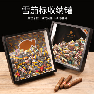 雪茄标收纳罐热卖古巴高希霸茄标展示盒挂画雪茄标签大容量