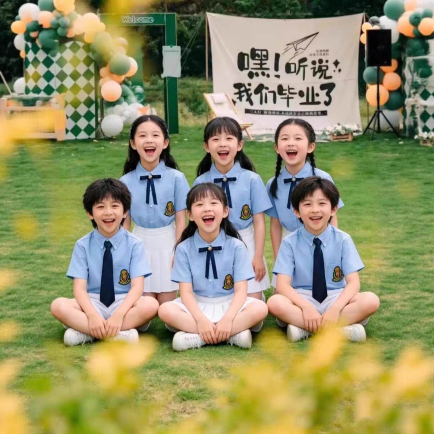 儿童大合唱演出服中小学生诗歌