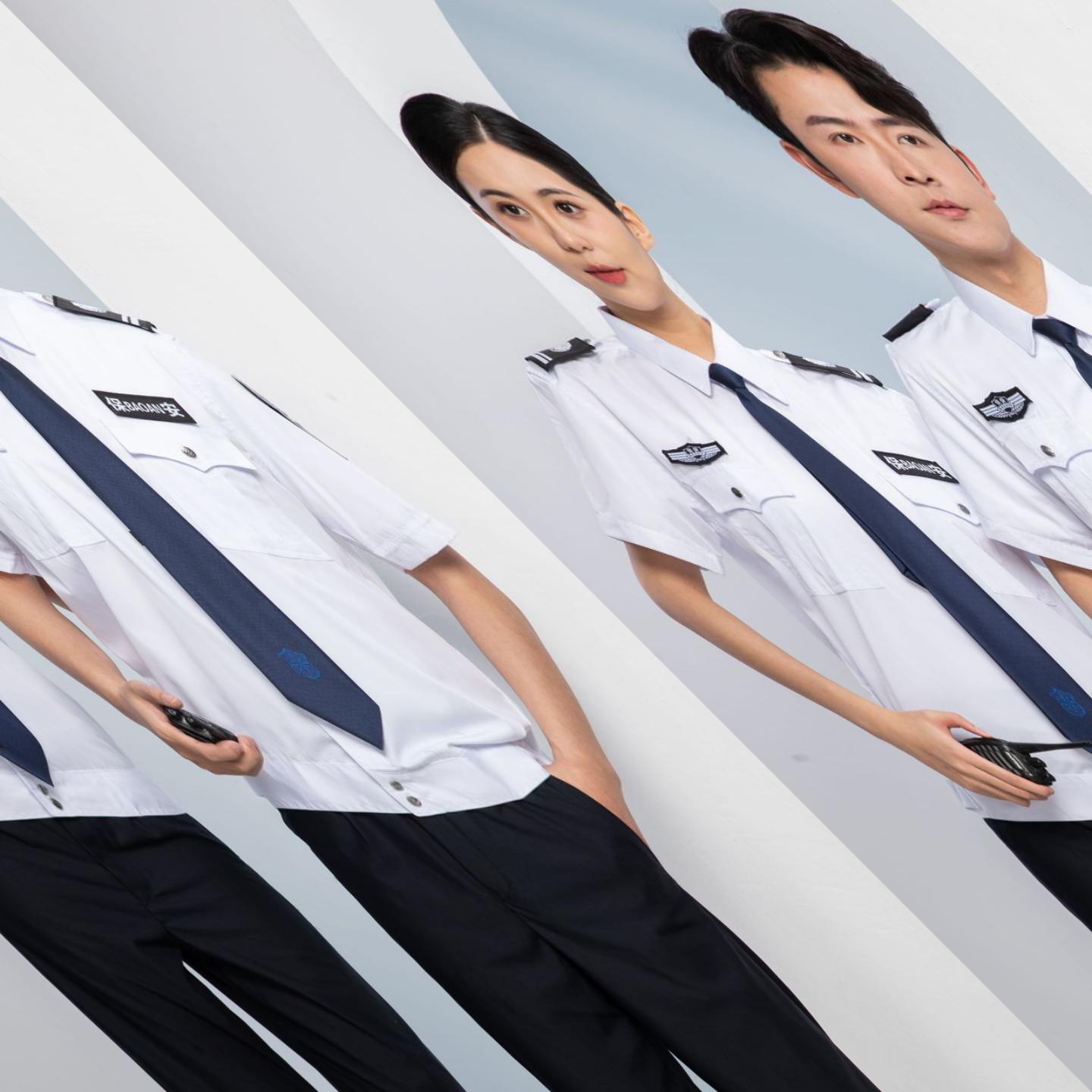 保安夏季执勤服套装|白色短袖+