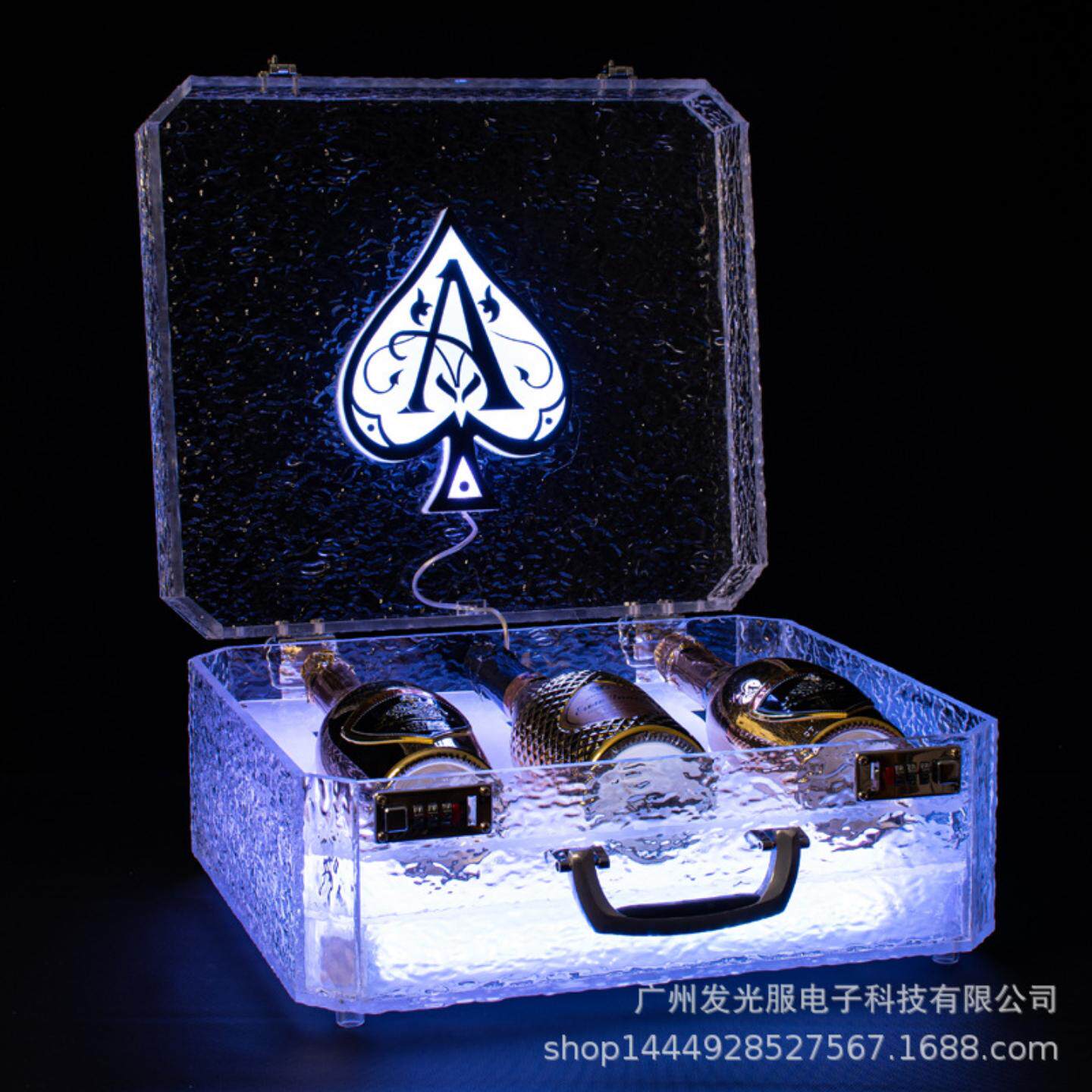 LED发光冰封酒箱七彩黑桃A香槟