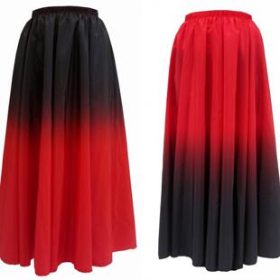 儿童成人新疆广场舞蹈黑色红色练习裙维族服装大摆裙演出服半身裙