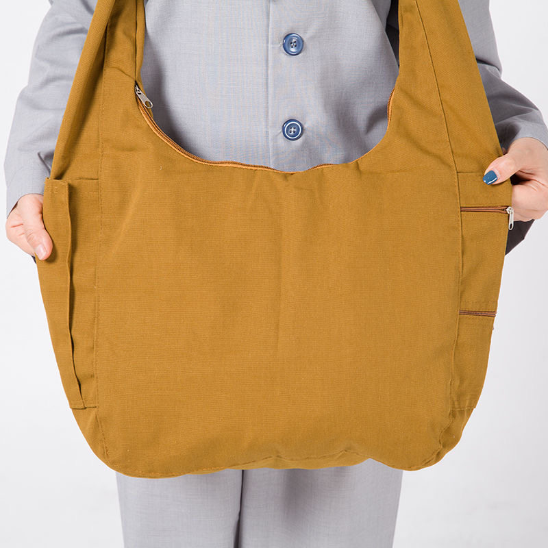 男女居士禅修单肩月牙包僧包斜跨大容量帆布休闲背包佛包罗汉僧袋