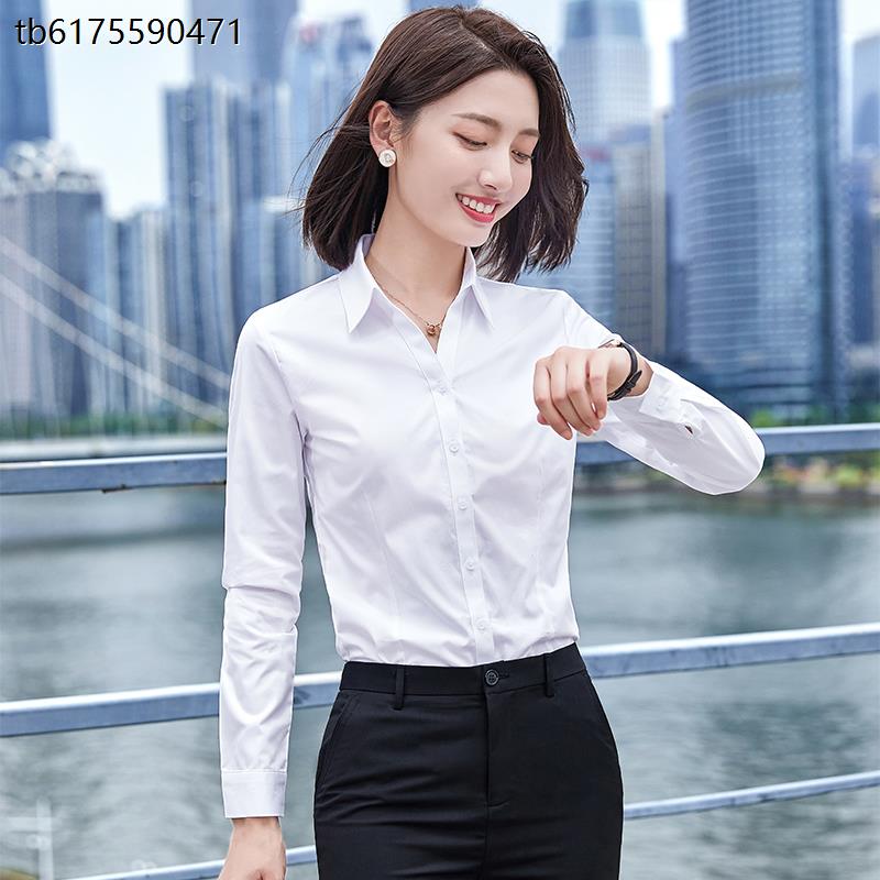 奔驰4s店工作服衬衫女白色长袖V领衬衫工装衬衣寸销售顾问正装春
