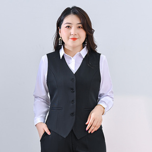 大码西装马甲套装女胖mm工装马夹200斤职业背心坎肩工作制服