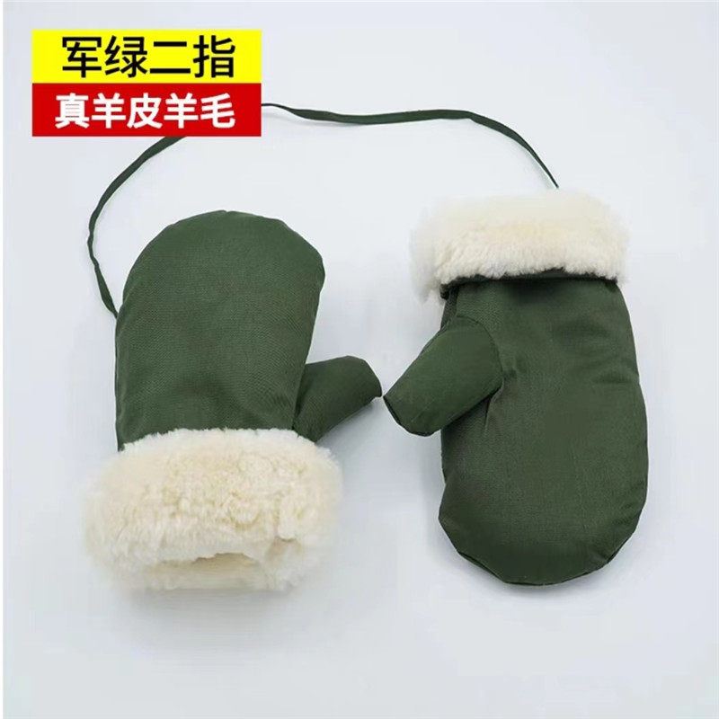 羊毛手套皮毛一体冬季加厚保暖
