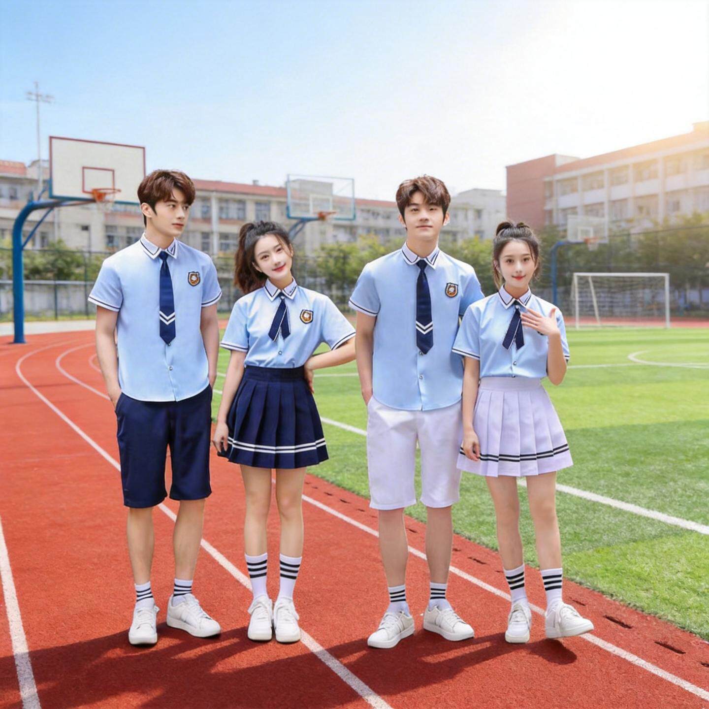 英伦学院风中学生夏季校服短袖配