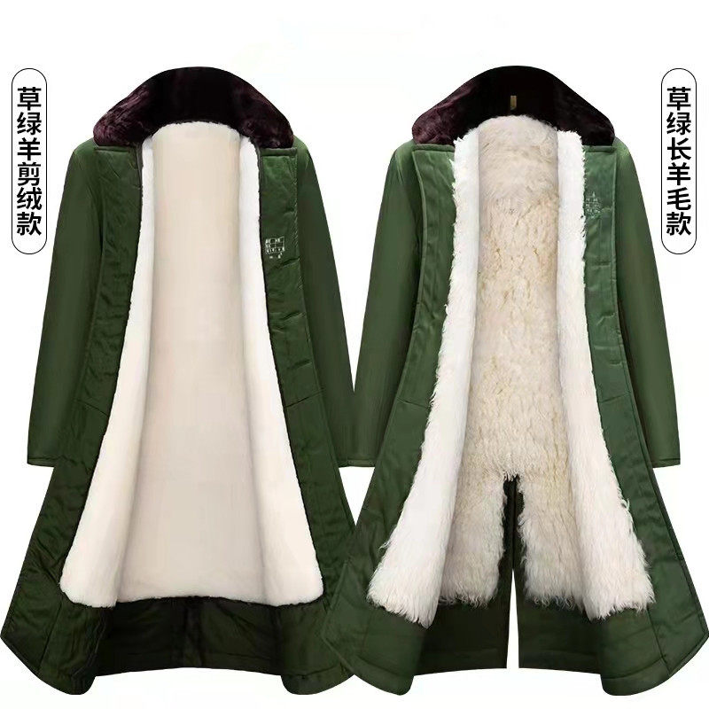 羊皮军棉大衣男皮毛一体冬季长款