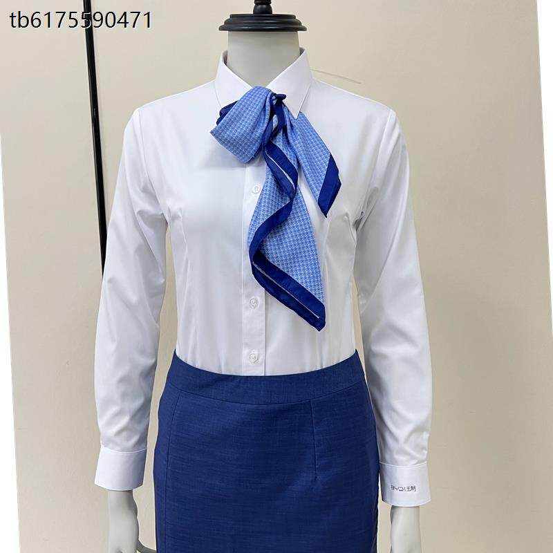 比亚迪新款王朝网4S店白色衬衫长袖短袖职业装女士男女销售工作服