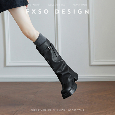 FXSO方巷英伦风骑士靴长筒长靴女
