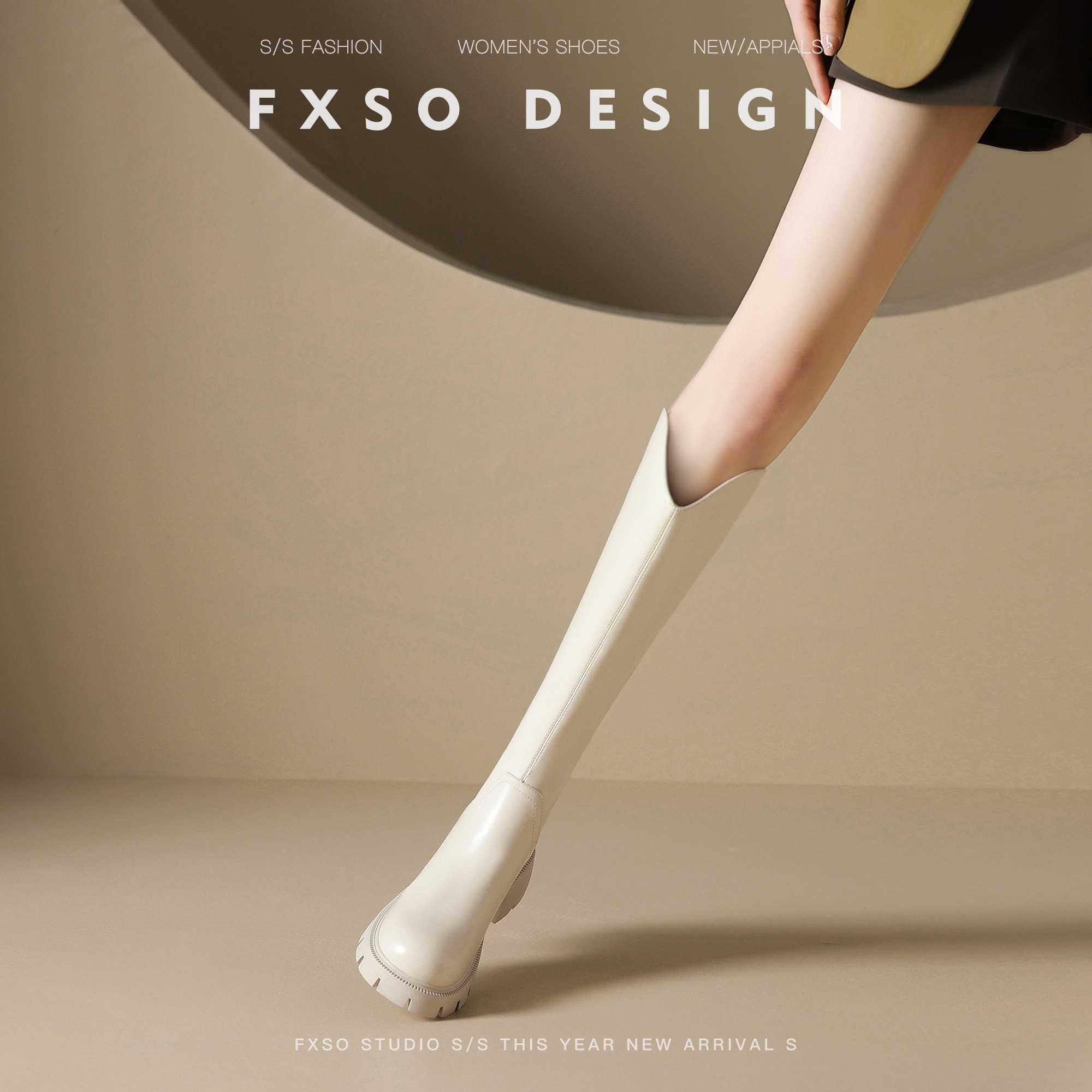 方巷大叔白色靴子女真皮长筒靴