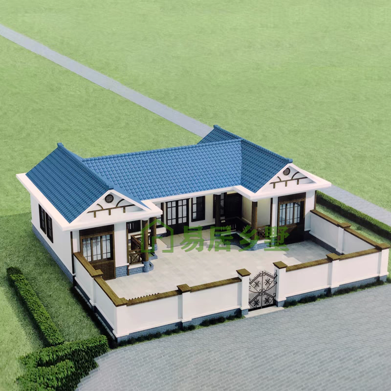 1110新农村自建房一层别墅设计图纸新中式三合院乡村四合院施工图