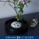 日式 剑山禅意简约粗陶固定底座花道工具小配件 手工陶瓷插花器台式