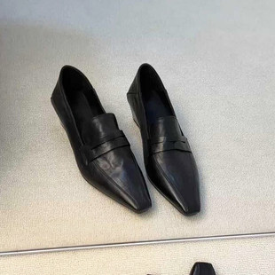 方头一脚蹬低跟气质优雅小皮鞋 软皮显瘦通勤百搭乐福鞋 女2026法式