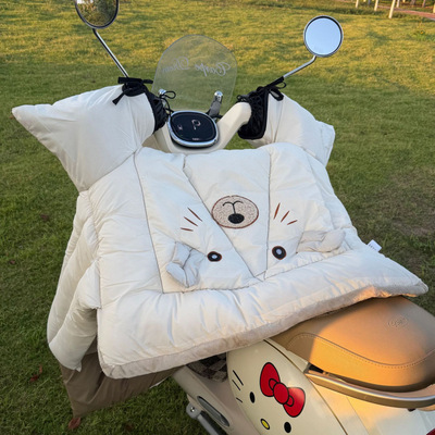 小熊猫电动车挡风被冬季加绒加大加厚防水防寒2025新款电车防风被