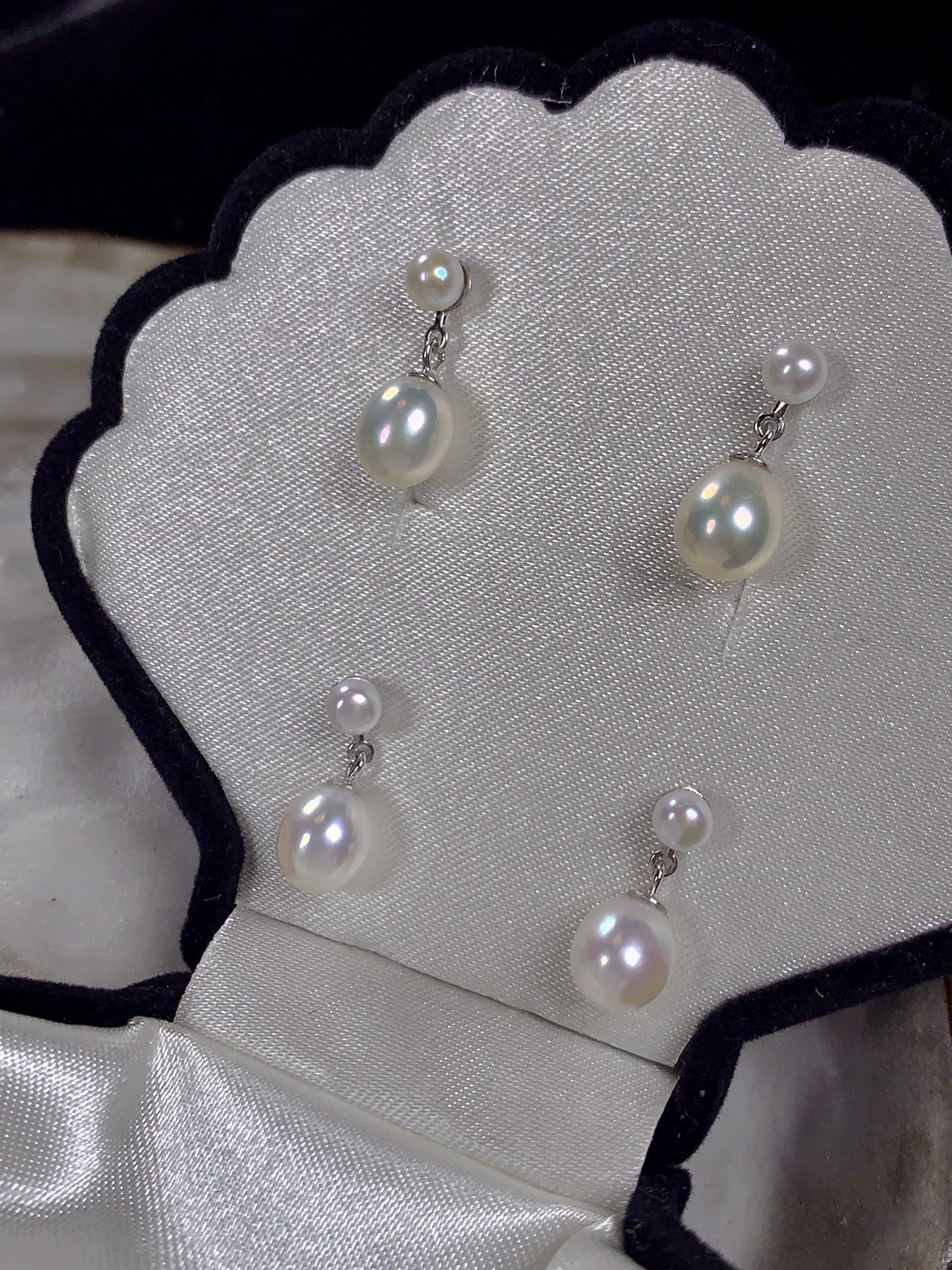 人手一对复古经典纯银双珠天然极光淡水珍珠耳环耳钉轻奢小众高级