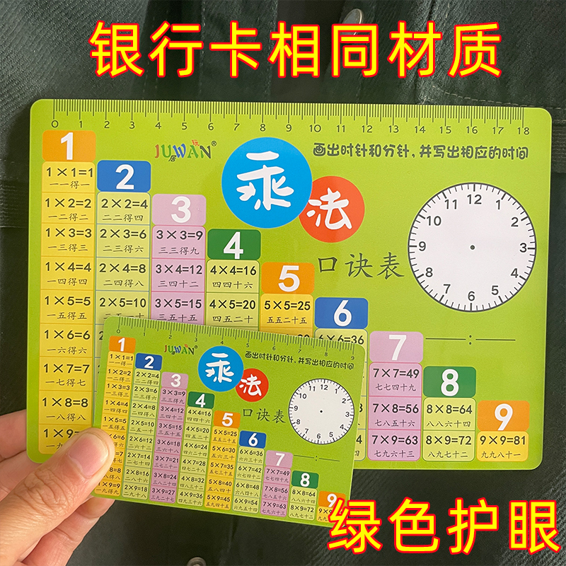 乘法口诀表卡片99乘除法口诀挂墙数学图二年级九九乘法表背诵神器-封面