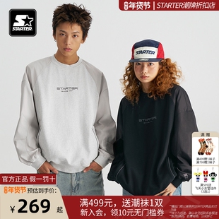 STARTER卫衣2024秋季新款男女同款户外网面透气宽松圆领长袖上衣