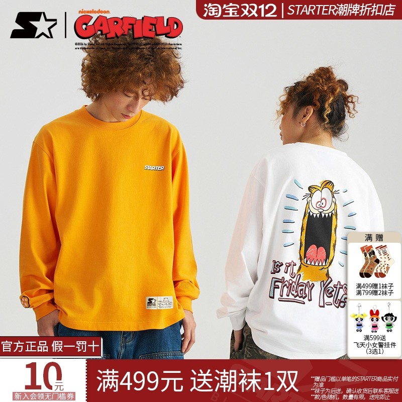 加菲猫联名长袖T恤STARTER2024秋季新款男宽松休闲女款长袖上衣