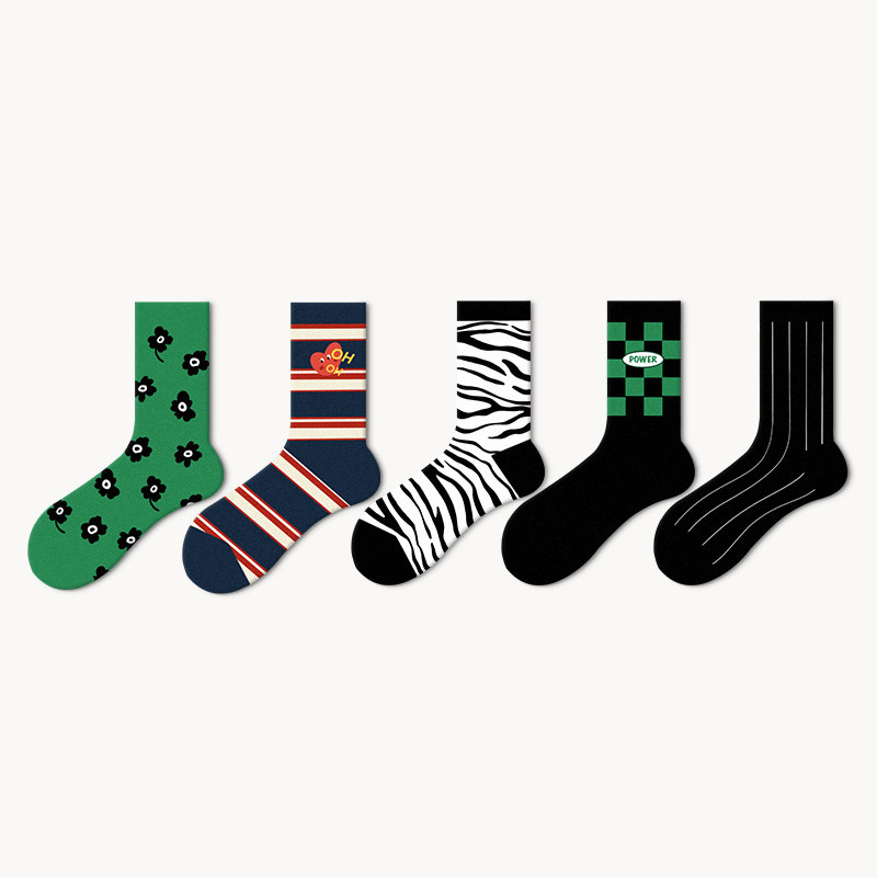 卡通袜子ins潮牌男女情侣中筒袜日系网红百搭外穿长袜春秋季