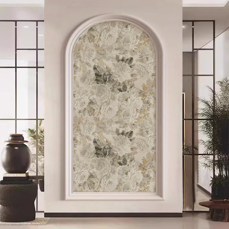美式复古墙布2026新款法式玄关拱门背景墙壁布欧式酒店名宿壁纸