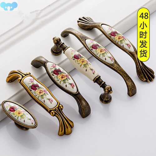 Vintage Ceramic Handle Antique Bronze Cabinet Pull Knob跨境