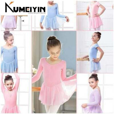 Girls summer long-sleeved ballet kids dancing dress skirt
