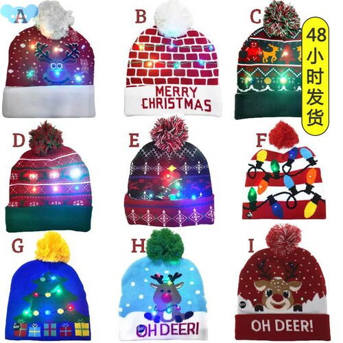New Year LED Knitted Christmas Hat Beanie Light Up Illuminat