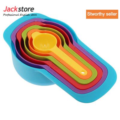 baking tools 6 in 1 plastic measuring spoon with scale set