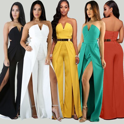 summer big size XL women casual long dress jumpsuits 连体裤