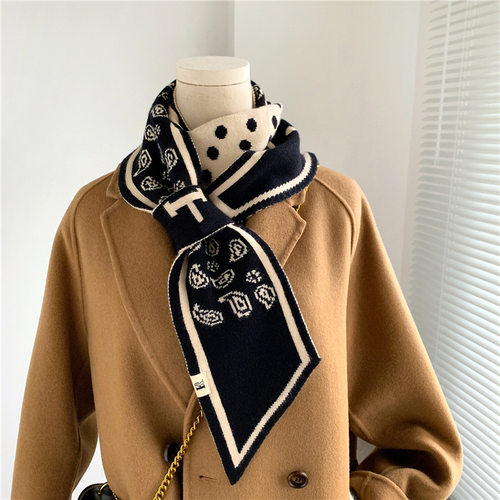 Luxury Brand Knitted Scarf for Women Warm Cashmere Neckerchi