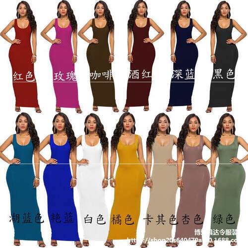2015 summer long vest dress women causal beach maxi dresses