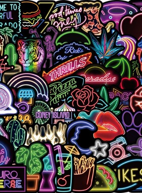50/100PCS Cartoon Neon Light Graffiti Stickers Laptop跨境专