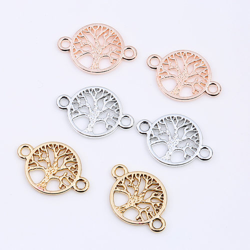 10pcs Rose Gold Silver Life Tree Pendant Connector for跨境专
