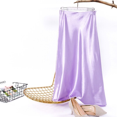 Silk Skirt Women High Waisted Summer Long Skirt Lady Office