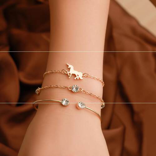 Simple Unicorn bracelet bracelet with drill set三件套手链