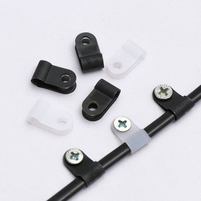 100PCS Plastic P Clips Black Hose Fasteners Cable R-Type跨境