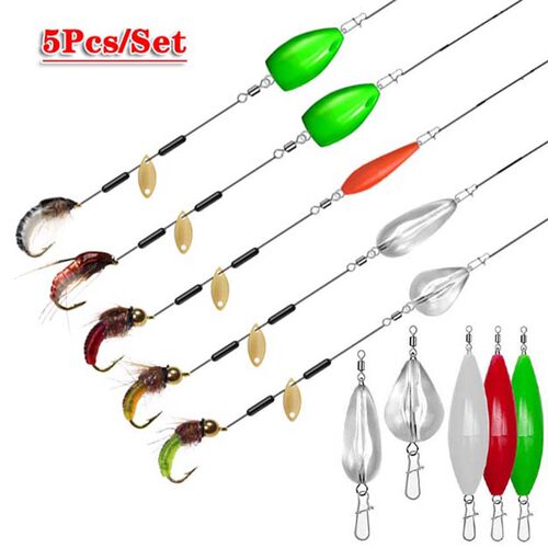 5Pcs Ties Flies Spinners Spoon Bait Metal Fishing Jigs Lure