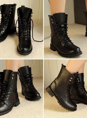 womens vintage combat army punk goth ankle shoes biker boots