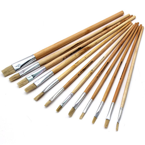 12pcs/set Natural wood rod pig bristle pen painting跨境