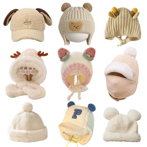Cute Kids Winter Hat Knitted Infant Bonnet Baby Beanie Bear