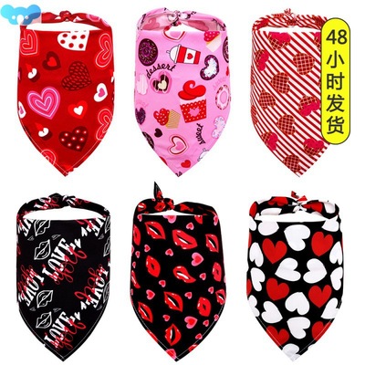 Valentine's Day Dog Bandanas For Dog Thick Triangular Scarf