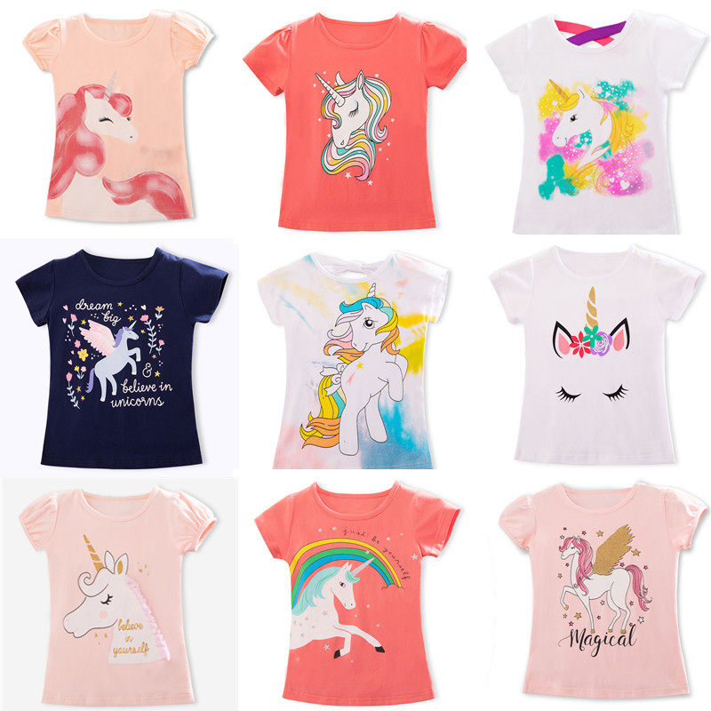 Kids Girl Unicorn T Shirts For Girls Summer Baby Boy Cotton - 实物图
