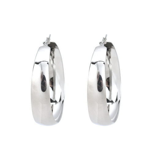 304 Stainless Steel Hoop Earrings Silver Color Round 5.4cm x