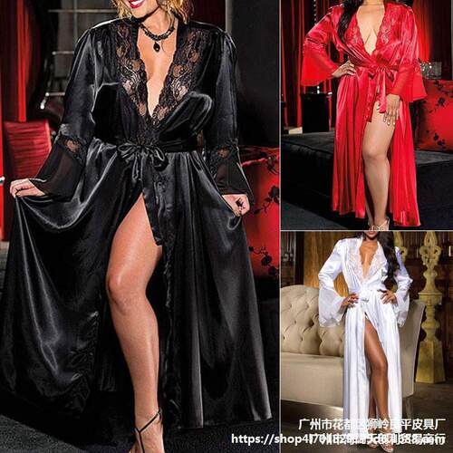 . women Sexy lingerie bathrobe glossy big yards dress