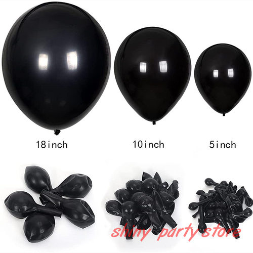 5-36inch Black Latex Balloons Round Art Shape Wedding跨境专