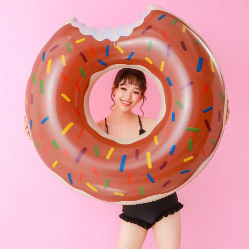 60CM Inflatable Donut Swimming Ring Giant Pool Float Toy Cir