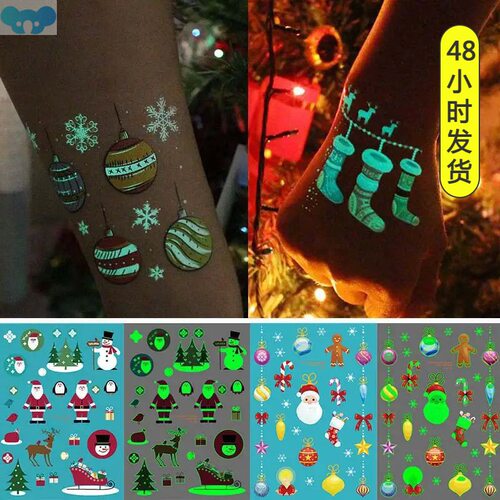Christmas Tattoo Stickers for Children Glitter Tattoo for Ki
