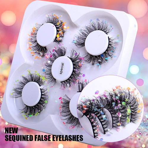 5 Pair 8D Glitter Sequin False Lashes Color Luminous Natural