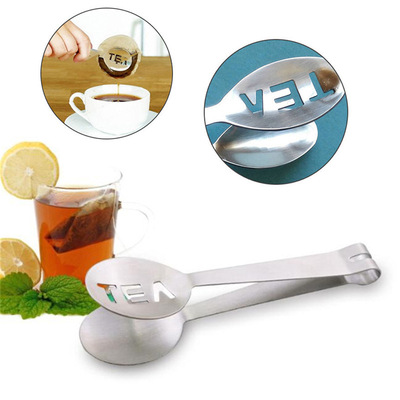 Stainless Steel Tea Bag Clip Tongs Teabag Squeezer Strainer